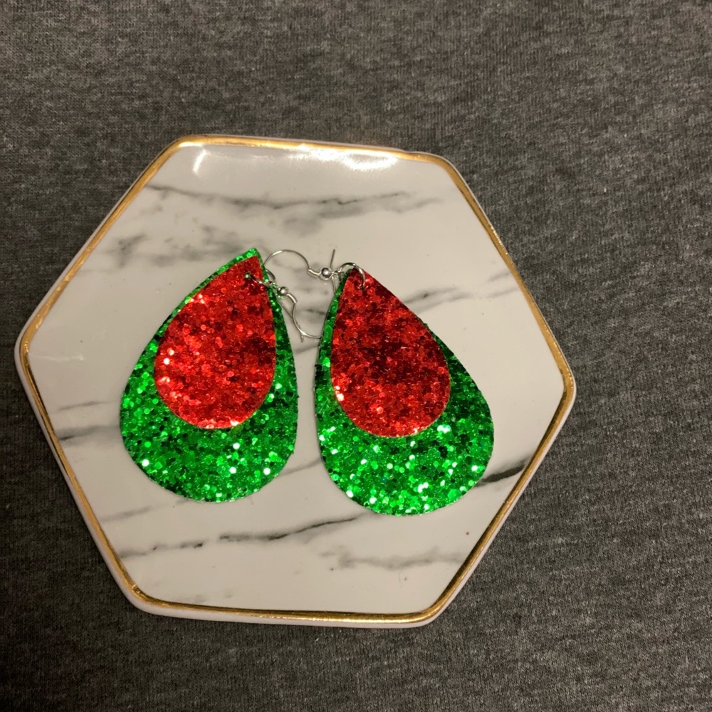 Holiday glitter teardrop earrings